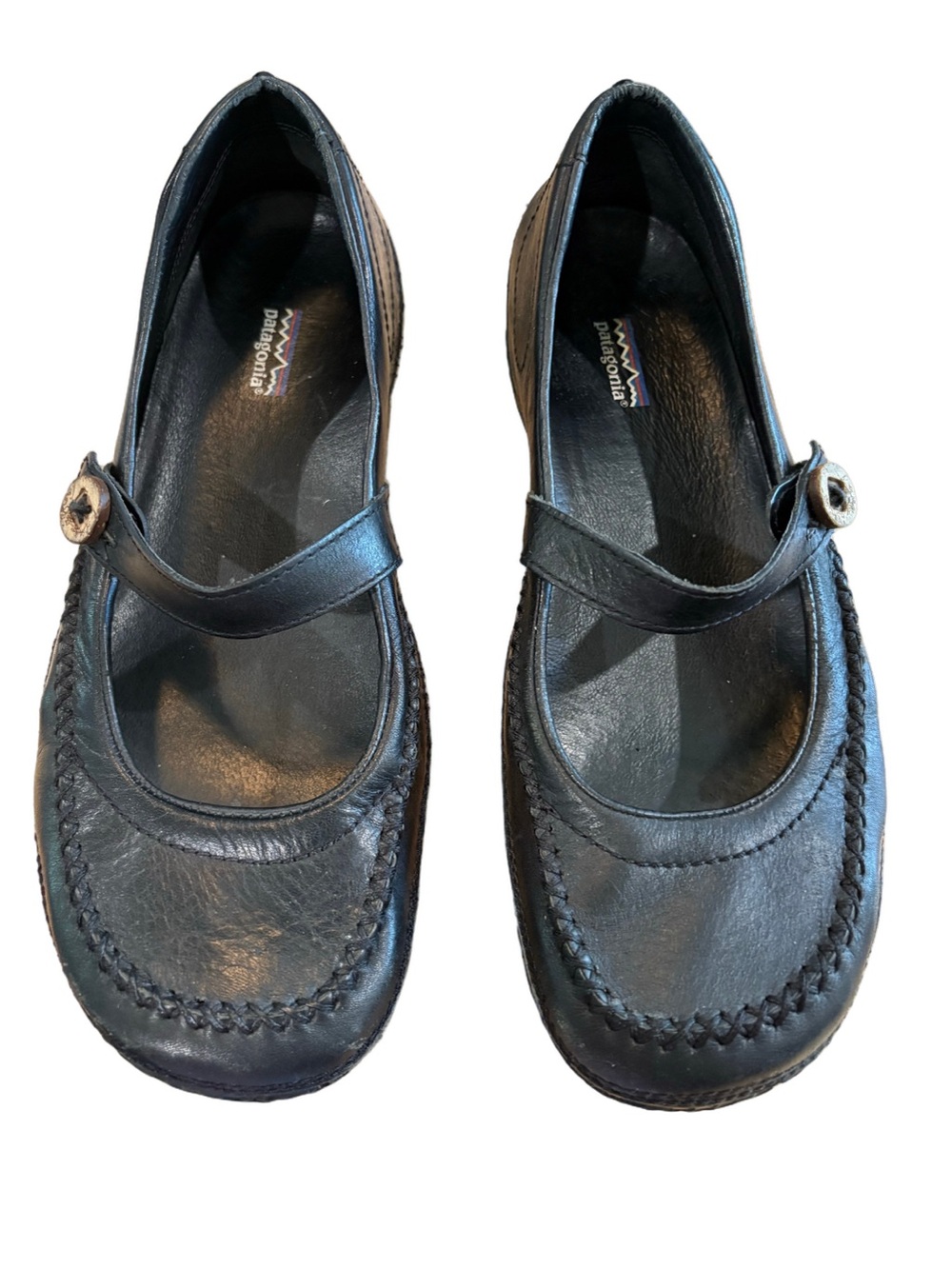 Patagonia poppy Black leather Mary Jane Shoes Sz 8.5